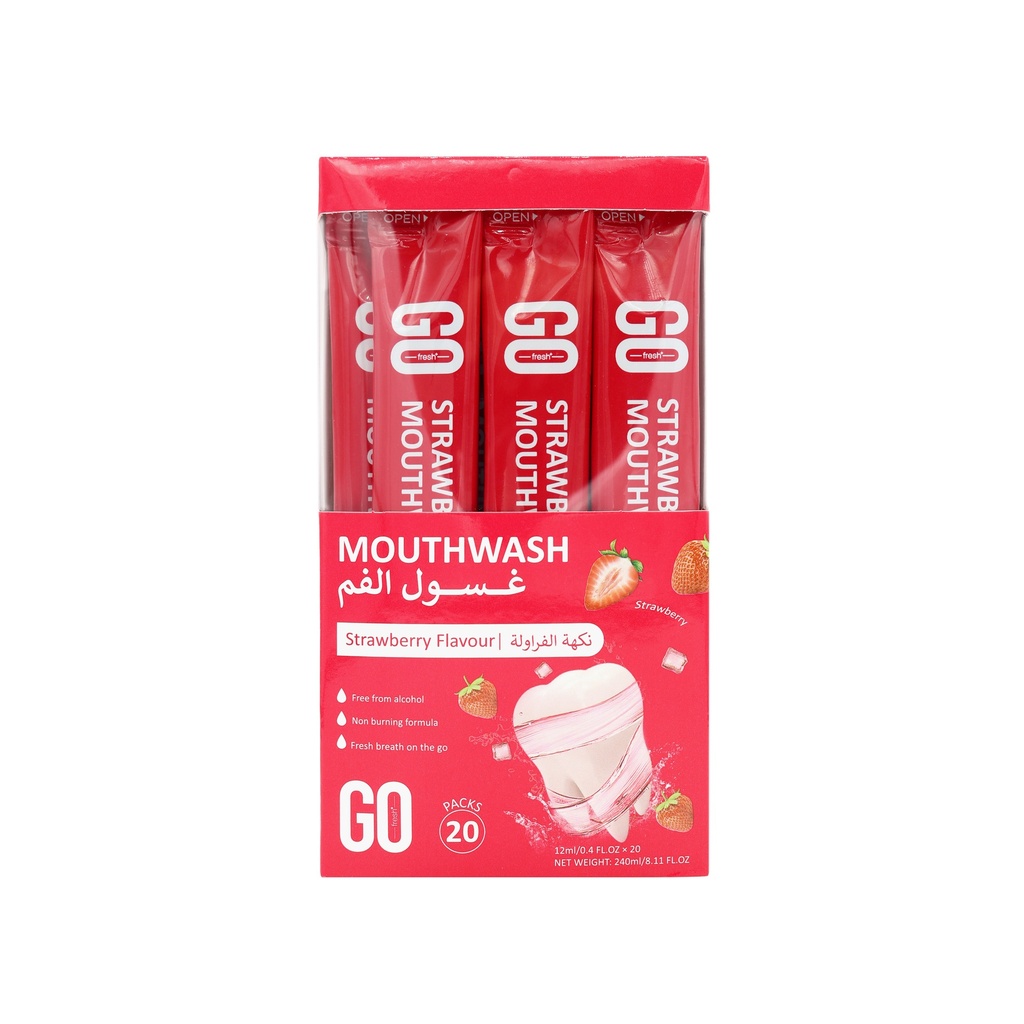 Go Fresh Strawberry Mouthwash 20  Packs * 12ml