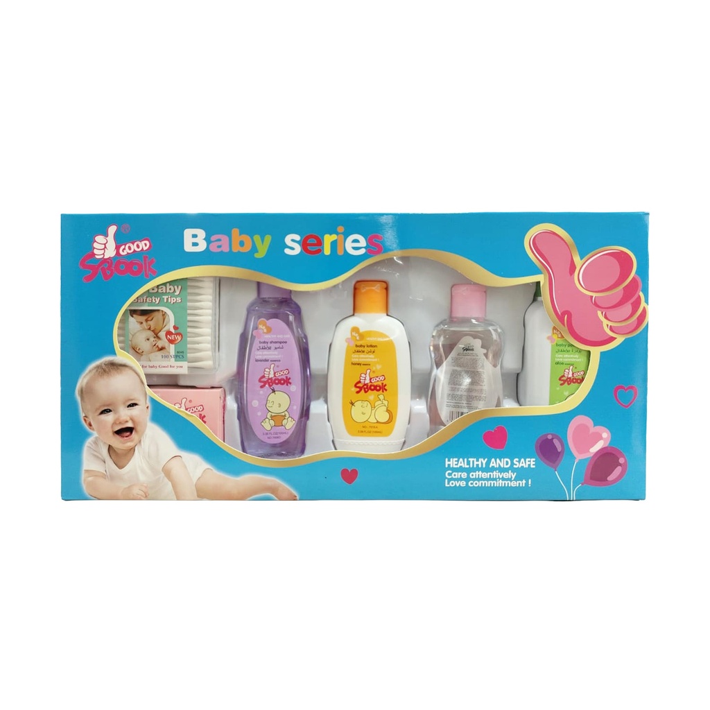 سبوك طقم العناية بالأطفال مكون من 6 قطع ( قطنيات، صابون، شامبو، لوشن، زيت، بودرة) 