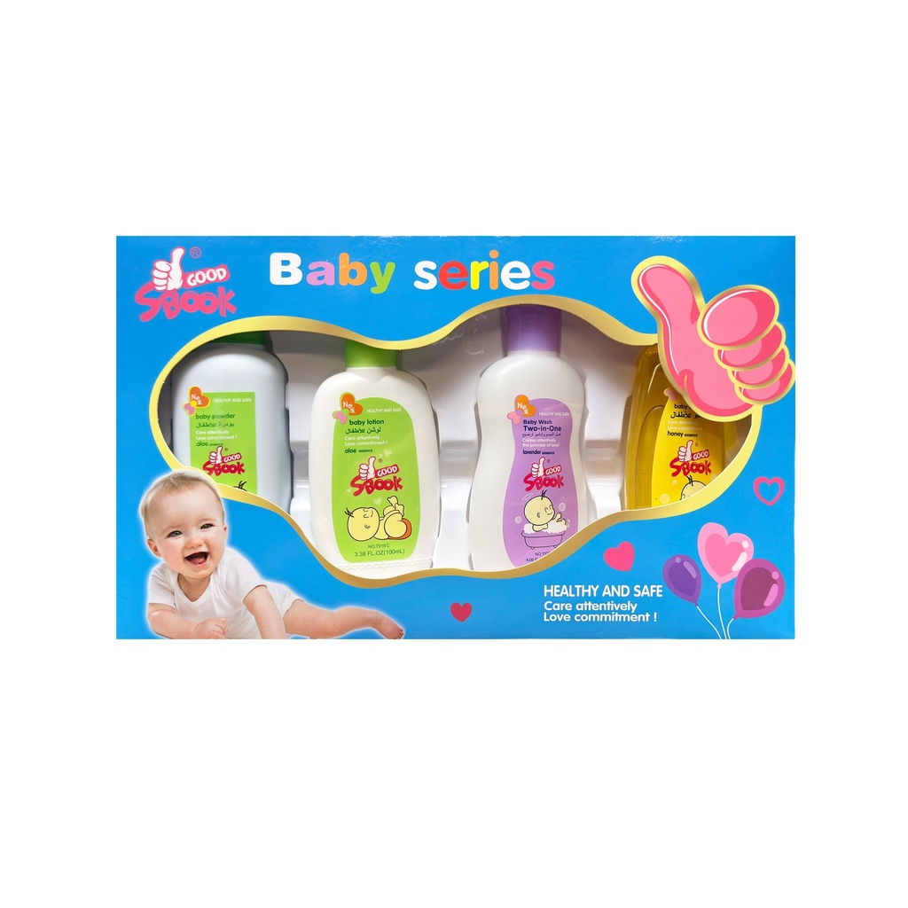 سبوك طقم العناية بالاطفال مكون من 4 قطع (بودرة ، لوشن ، غسول للجسم ، شامبو )