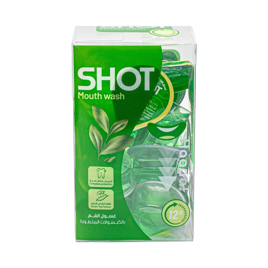 SHOT Green Tea Flavor Mouthwash Capsules – 20 Capsules, 15ml
