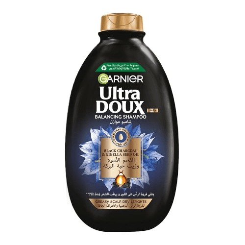 Garnier Ultra Doux Black Charcoal & Nigella Seed Oil Purifying & Shine Shampoo - 400ml