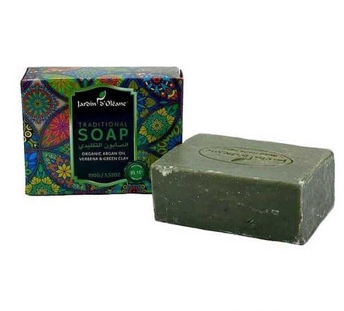 الصابون التقليدي بزيت الأركان ,اللوزيه والطين الأخضر من جاردن اوليان - 100 جم