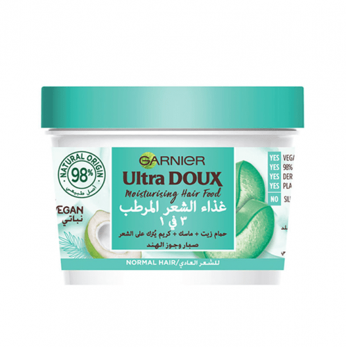 Garnier Ultra Doux 3 in 1 Smoothing Hair Food with Aloe Vera and Coconut 390 ml