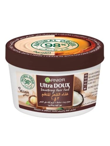 Garnier Ultra Doux 3 in 1 Smoothing Hair Food with Coconut and Macadamia 390ml
