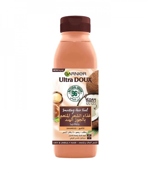 جارنير شامبو ألترا دوكس بجوز الهند والمكاديميا لتنعيم الشعر الجاف والعنيد 350مل