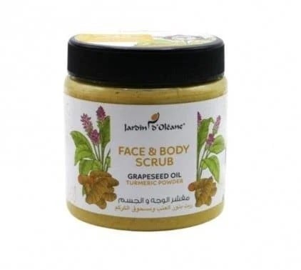 جاردن اوليان مقشر الوجه والجسم زيت بذور العنب ومسحوق الكركم 500 مل