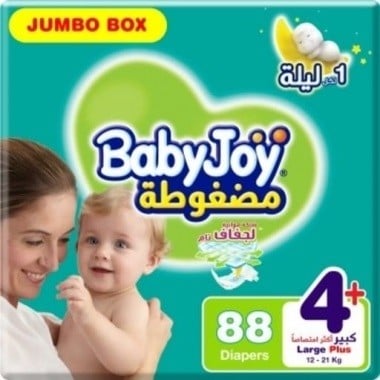 بيبي جوي حفاضات كبير مقاس 4 عبوة 88 (29262)