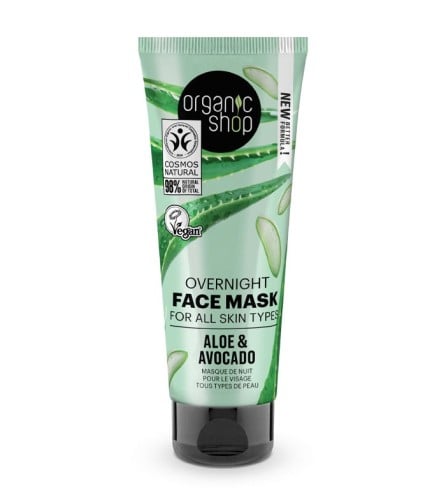 Organic Shop Overnight Face Mask for all skin types Avocado and Aloe, 75 ml