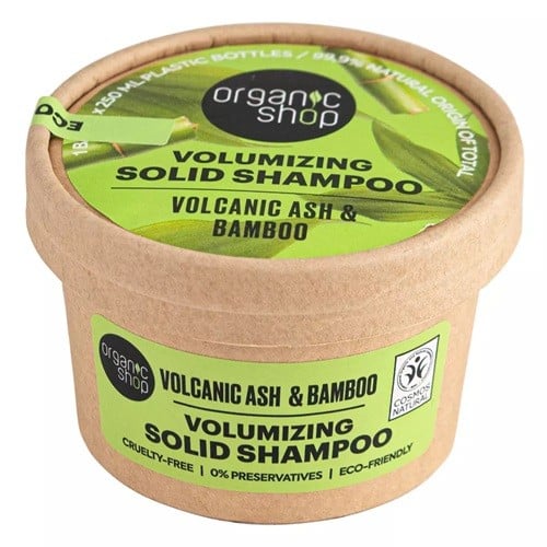 Organic Shop SOLID BARS. Volumizing solid shampoo. Volcanic ash & Bamboo, 60 g