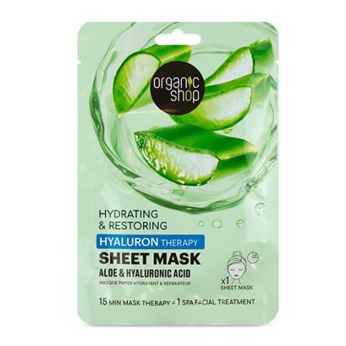 Organic Shop Hyaluron Therapy Sheet Mask. Aloe & Hyaluronic acid, 1 pc