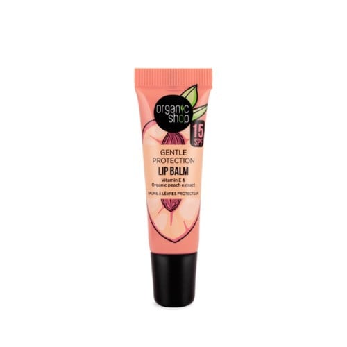 Organic Shop Gentle Protection lip balm. SPF 15. Vitamin E & Peach extract, 10 ml