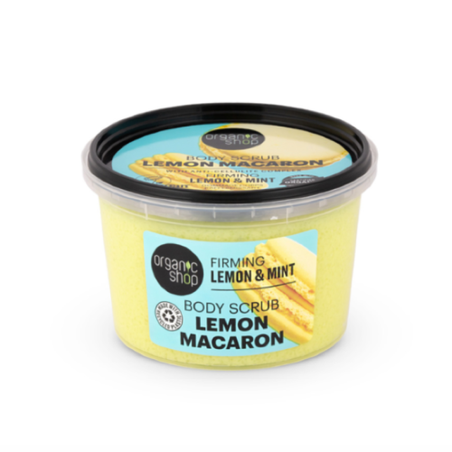Organic Shop Lemon Macaron body scrub. Firming. Lemon & Mint, 250 ml