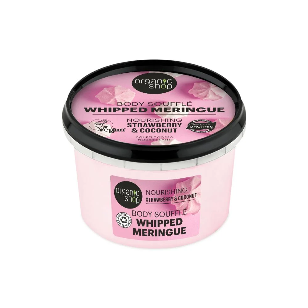 Organic Shop Whipped Meringue body souffle. Nourishing. Strawberry & Coconut, 250 ml