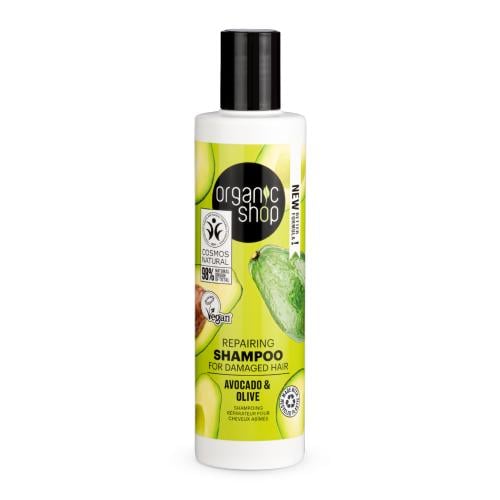 Organic Shop Repairing Shampoo for Damaged Hair Avocado and Olive, 280 ml