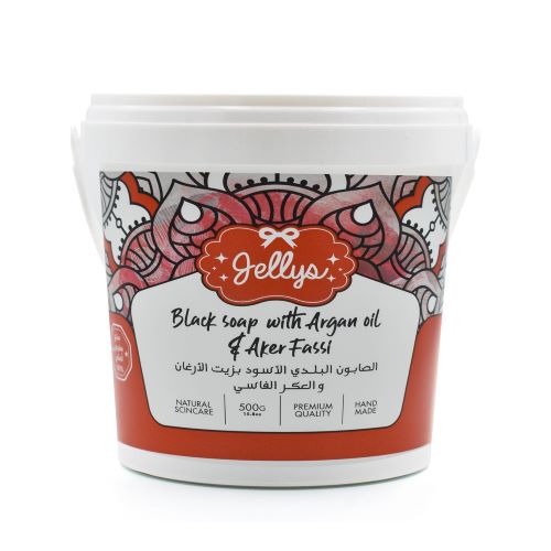 Jellys black soap with argan oil and aker fassi 500g
