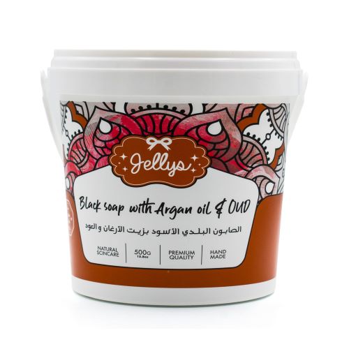 Jellys black soap with argan oil and oud 500g