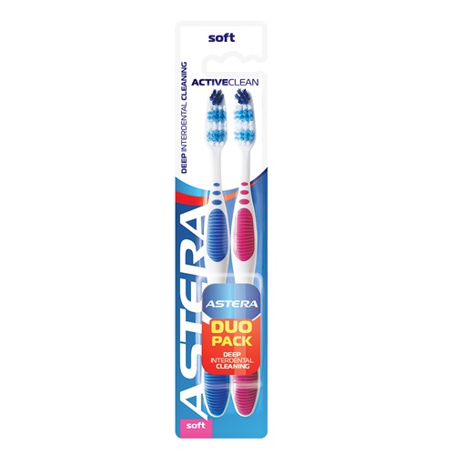 Astera Active Clean Toothbrush 1+1 soft bristles