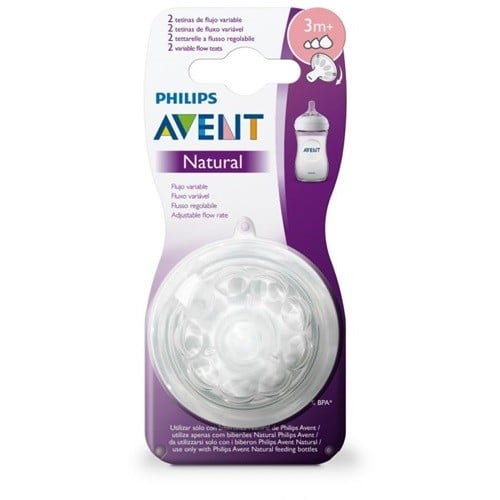 Philips Avent 2 nipples, 3 months old, variable flow