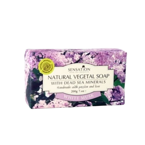 سينسيشن صابون نباتي يدويه مع املاح البحر الميت بالمسك الابيض 200جم