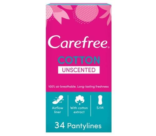 Carefree unscented feminine pads 34 pieces