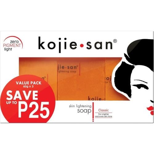 Original Kojie San Skin Lightening Kojic Acid Soap 65g x 3 Bars