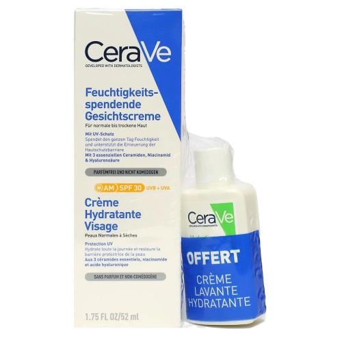 Face Moisturizers SPF30 52ml + Creamy Cleanser 20ml Normal to Dry Skin Cerave