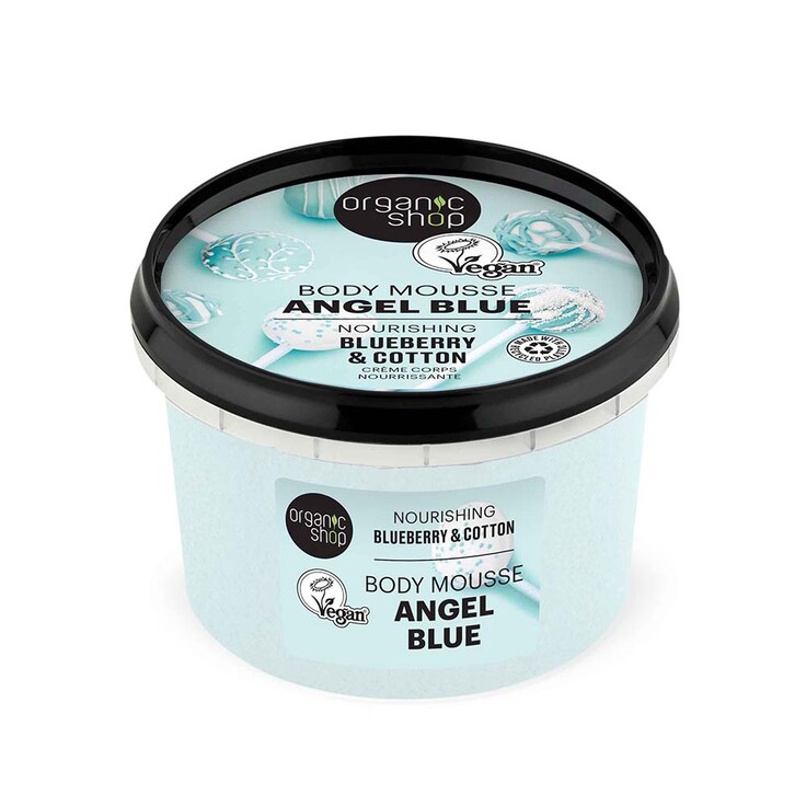 Organic Shop Angel blue body mousse. Nourishing. Blueberry & Cotton, 250 ml