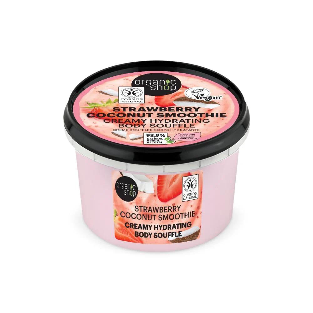 Organic Shop Strawberry Coconut Smoothie Creamy Hydrating Body Souffle, 250 ml
