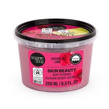 Organic Shop Skin Beauty softening sugar body scrub. Cherry & Lime, 250 ml