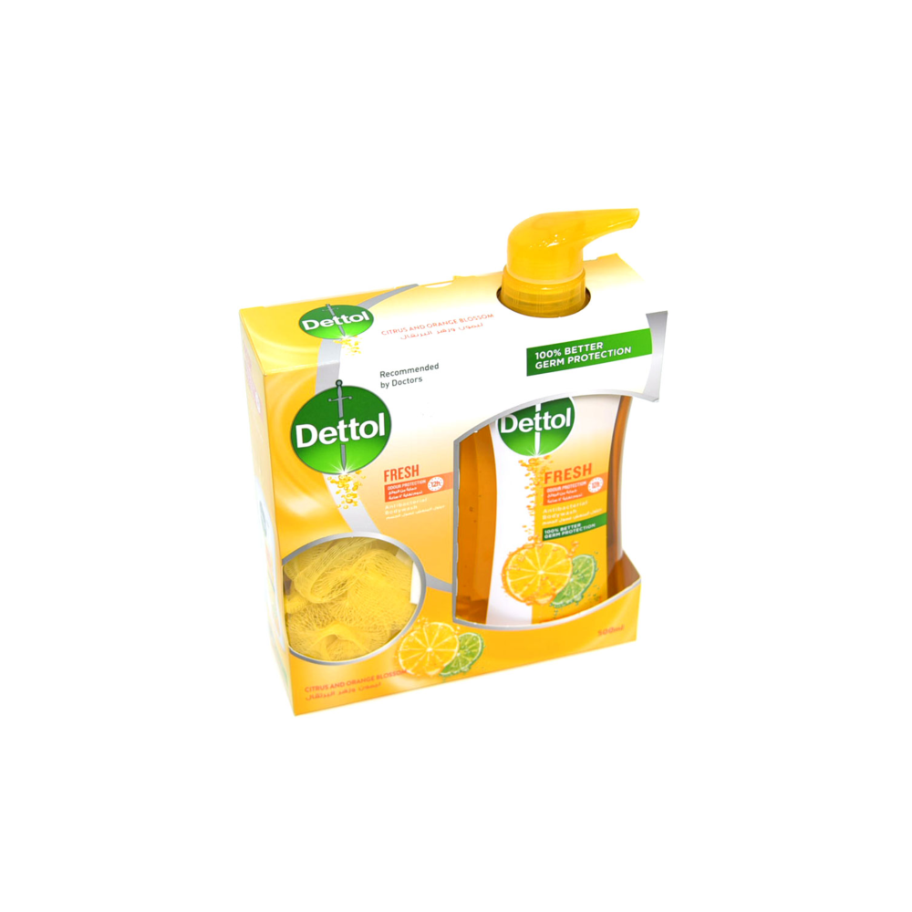 ديتول سائل استحمام منعش + ليفة 500مل