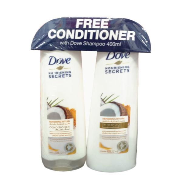 Dove Coconut Shampoo 400ml + Free 320ml Conditioner