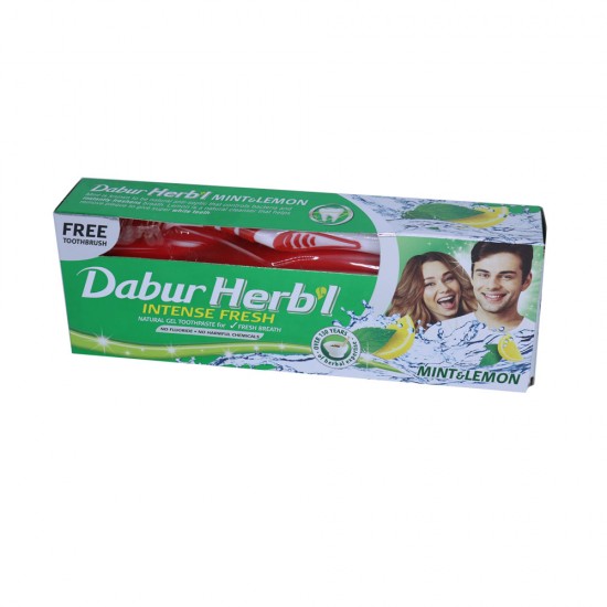 Dabur Herbal Toothpaste Gel Mint & Lemon - 150g + Free Toothbrush 