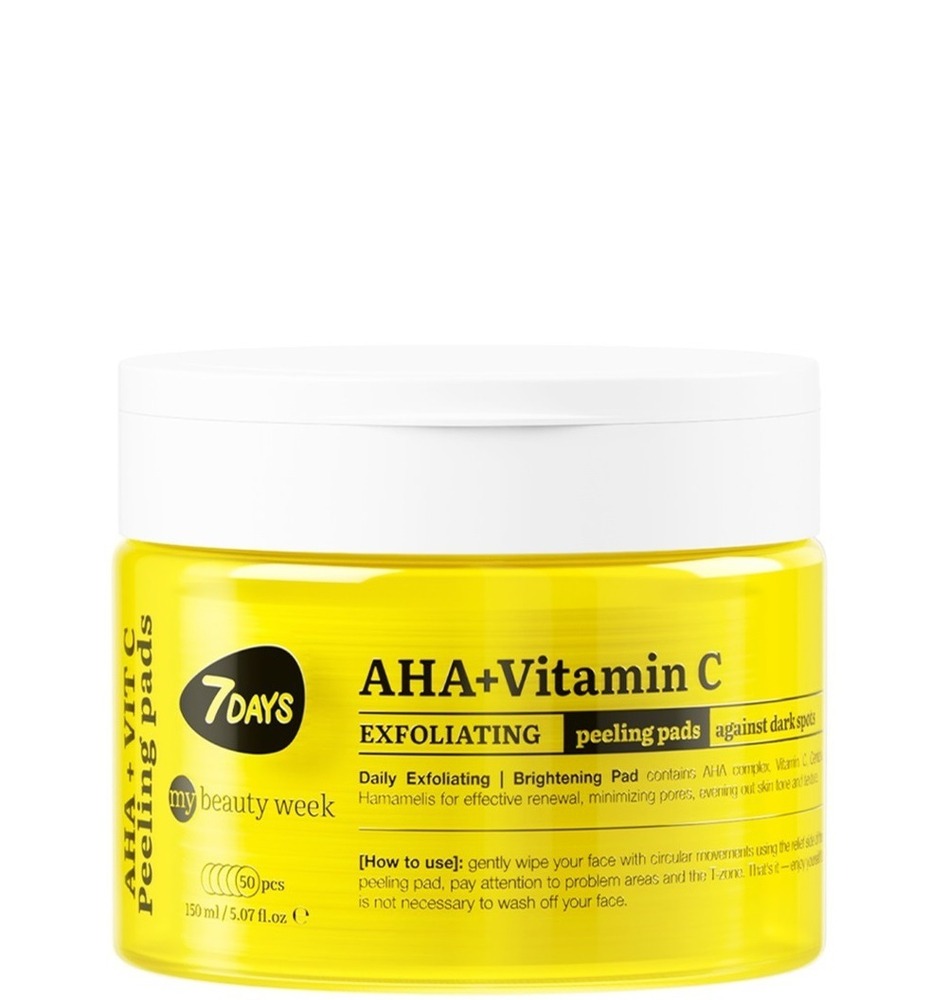 7DAYS MY Beauty Week Exfoliating peeling pads for face AHA+VITAMIN C, 50 pcs, 150 ml