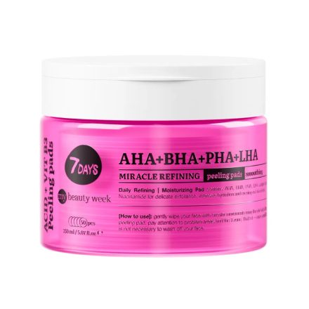 7DAYS MY Beauty Week Miracle refining peeling pads for face AHA+BHA+PHA+LHA, 50 pcs, 150 ml