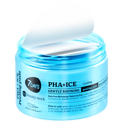 7DAYS MY Beauty Week Gently refining cooling peeling pads for face PHA+ICE, 50 pcs, 150 ml