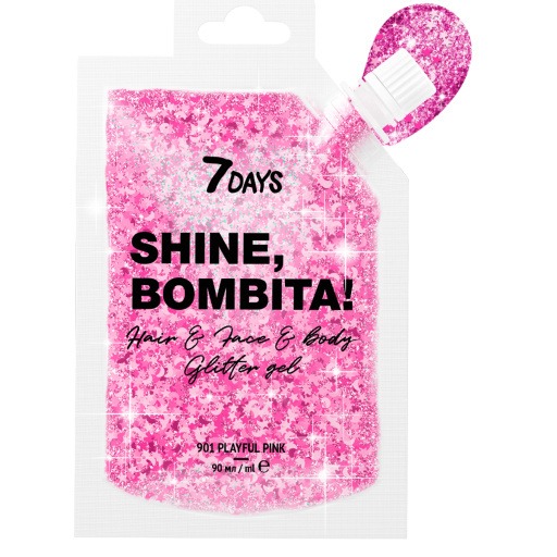 7DAYS SHINE, BOMBITA! Gel glitters for hair and body, 90 ml 