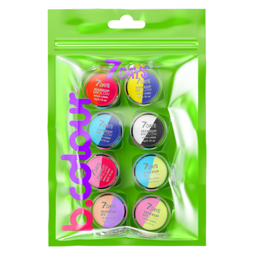 7DAYS B.COLOUR  Graphic liners set uvglow neon pastel / 10 B.MATCH, 8 pcs х 5 g 
