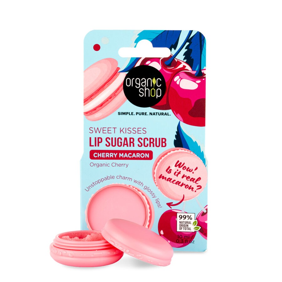 Organic Shop Lemon Macaron Lip Sugar Scrub, 10 ml